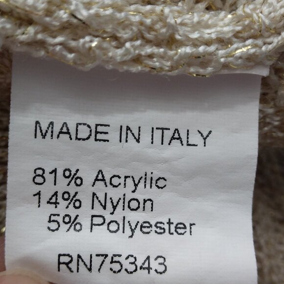 Isabella D |  Loose Knit Pull On Sweater Made in Italy Metallic Ecru | Size S - Picture 7 of 8